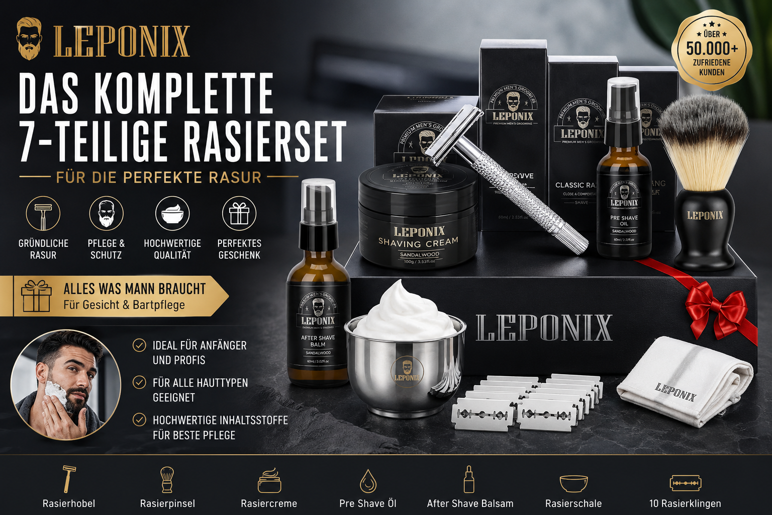 LEPONIX Rasierset 7-teilig