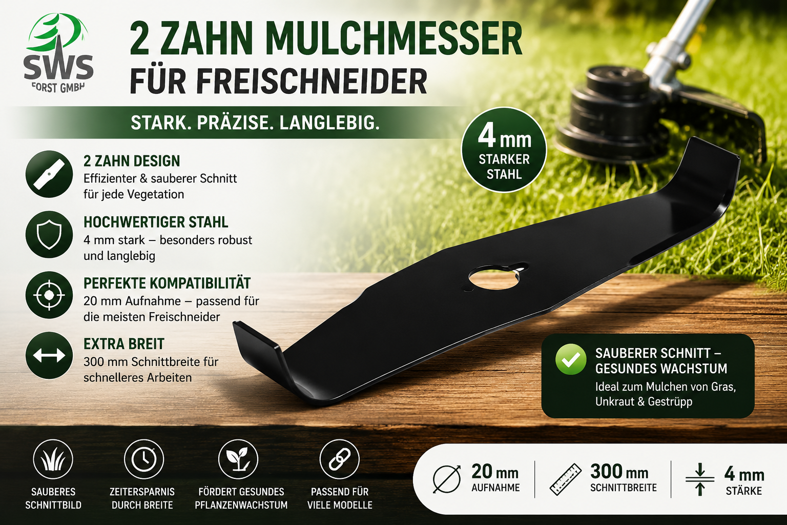 SWS Forst GmbH 2 Zahn Mulchmesser für Freischneider