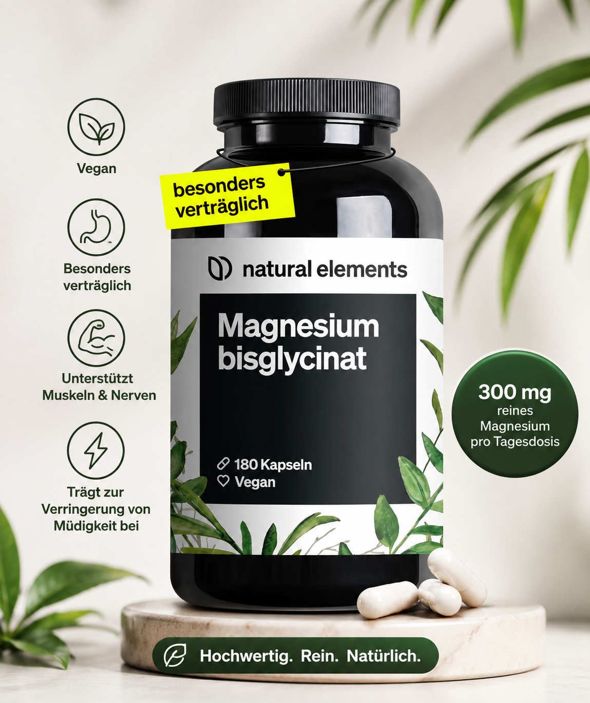 natural elements Magnesium Bisglycinat 180 Kapseln
